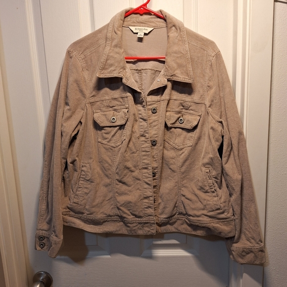 St. John's Bay Tan Corduroy Jacket Women's Size 1X - Picture 1 of 5